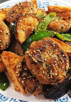 肉だんご(つくね)＆厚揚げの炒めもの♡-レシピのメイン写真