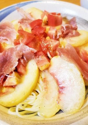 桃と生ハムの冷製パスタ-レシピのメイン写真