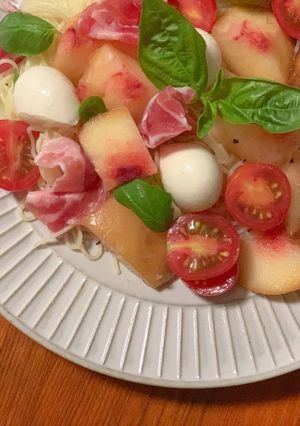 15分！桃モッツァレラの冷製パスタ-レシピのメイン写真