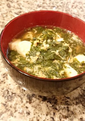 【美容効果】にんにく豆腐モロヘイヤスープ-レシピのメイン写真
