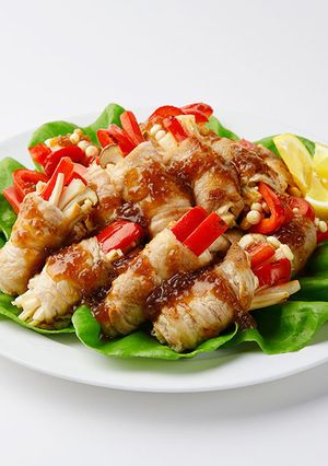 パプリカときのこの豚肉巻き-レシピのメイン写真