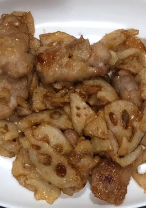 油不要！豚肉とレンコンの甘酢炒め♪-レシピのメイン写真