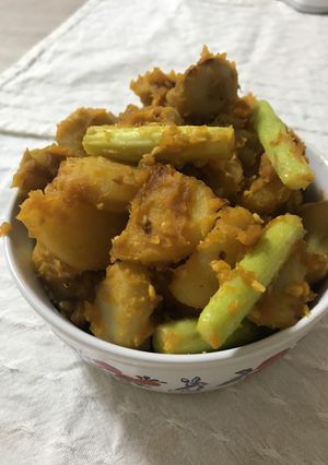 じゃがいもとかぼちゃの味噌炒め-レシピのメイン写真