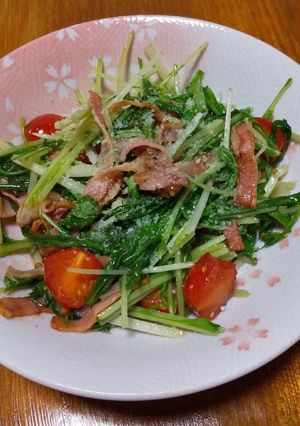 水菜とベーコンのホットサラダ-レシピのメイン写真