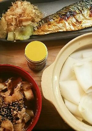 夕飯！ひもかわうどん 豚肉と葱のつけ汁-レシピのメイン写真