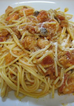 えびとツナのトマトソースパスタ-レシピのメイン写真