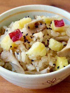 【炊飯器】さつま芋と舞茸の炊き込みごはん-レシピのメイン写真