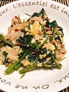 うまい!豚肉、空芯菜、卵の中華炒め☆☆☆-レシピのメイン写真
