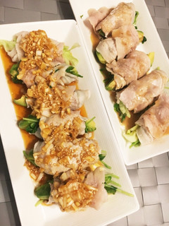しゃぶしゃぶ肉のアボカド豆苗巻き-レシピのメイン写真