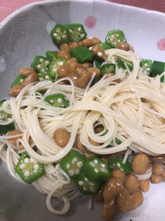 食欲ない時の定番☆オクラ納豆そうめん-レシピのメイン写真