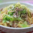 豚肉とキャベツのだしオーリオパスタ