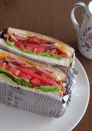 バジルベーコンのホットサンド-レシピのメイン写真