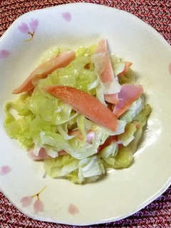 簡単*キャベツと魚肉ソーセージの塩炒め*-レシピのメイン写真