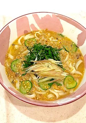 サバ缶de冷汁うどん-レシピのメイン写真