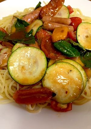 家庭菜園野菜で作るの冷製パスタ-レシピのメイン写真