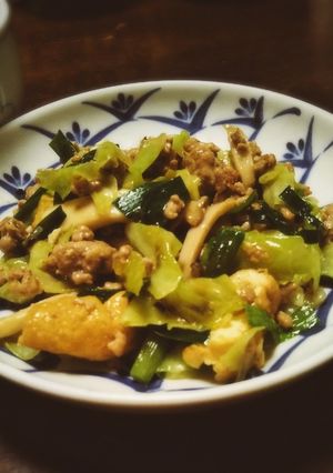 厚揚げとニラとキャベツと豚ひきのみそ炒め-レシピのメイン写真