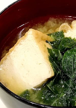 厚揚げとモロヘイヤのお味噌汁♪栄養満点♡-レシピのメイン写真