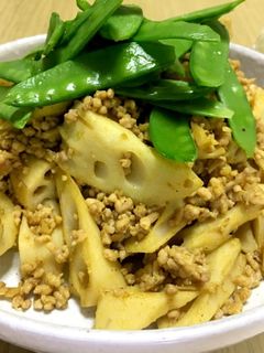 えんどうと蓮根のシャキシャキカレー炒め-レシピのメイン写真