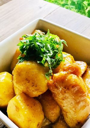 鶏胸肉とじゃが芋揚げの甘辛煮-レシピのメイン写真