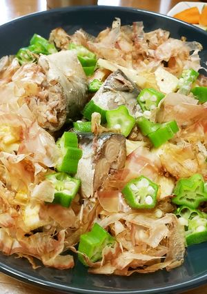 山芋 オクラ+でサバ缶丼-レシピのメイン写真