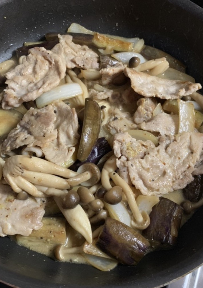 簡単☆豚肉とナスと玉葱の粒マスタード炒め-レシピのメイン写真