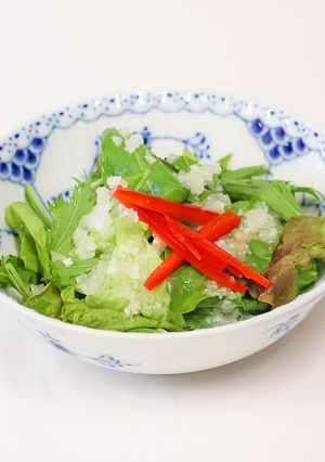 水菜とノンオイル塩麹ドレッシング-レシピのメイン写真