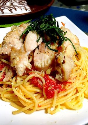 パリパリチキンの冷製トマトパスタ-レシピのメイン写真