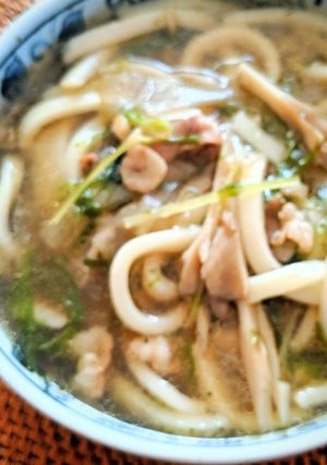 水菜と豚バラ肉の中華スープうどん-レシピのメイン写真