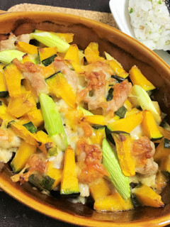 トースターで簡単かぼちゃ豚肉のチーズ焼き-レシピのメイン写真