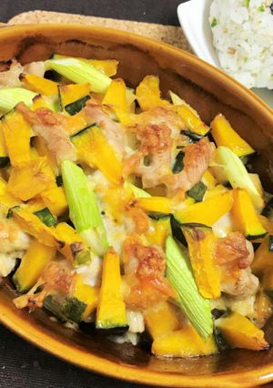 トースターで簡単かぼちゃ豚肉のチーズ焼き-レシピのメイン写真