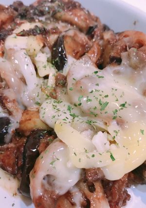 フライパンで蓮根と茄子のミートソース焼き-レシピのメイン写真