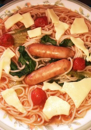 ゆで汁そのままイタリアン風(温)そうめん-レシピのメイン写真