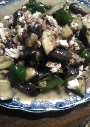 夏野菜とひき肉と豆腐の炒め物-レシピのメイン写真