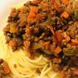合い挽き肉のボロネーゼ風パスタ
