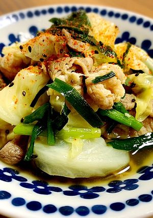 豚こまとキャベツとニラのうま塩煮-レシピのメイン写真