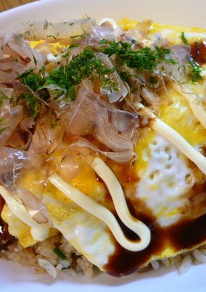 みんな大好き☆お好み焼き炒飯オムライス風-レシピのメイン写真
