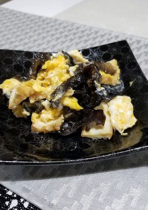 ダイエットにキクラゲと厚揚げの卵炒め-レシピのメイン写真