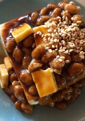 納豆チーズの冷や奴　煮ぬき汁がけ-レシピのメイン写真
