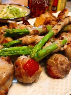 かぼちゃとトマトとアスパラの肉巻き-レシピのメイン写真