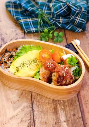毎日お弁当♪梅シソチーズつくね弁当-レシピのメイン写真