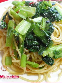 ウマい!小松菜と明太子のペペロンチーノ☆-レシピのメイン写真