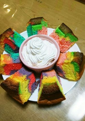 ゆめかわレインボーシフォンケーキ♥゛-レシピのメイン写真