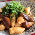 なすと鶏ささみの梅ポン酢炒め