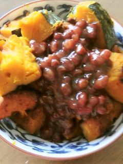 煮ないで、カボチャと小豆のいとこに風-レシピのメイン写真