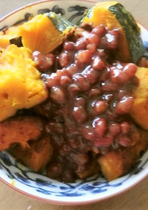 煮ないで、カボチャと小豆のいとこに風-レシピのメイン写真