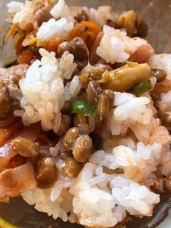 納豆となんちゃってナポリタン飯-レシピのメイン写真