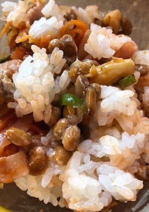 納豆となんちゃってナポリタン飯-レシピのメイン写真