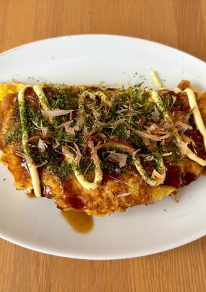 キャベツと油揚げのお好み焼き風オムレツ-レシピのメイン写真