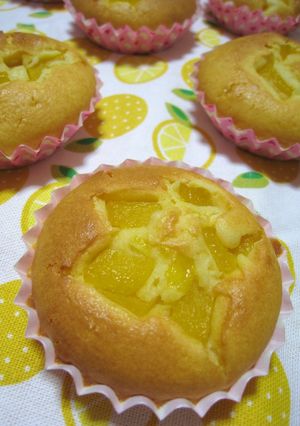 ノンバター★黄桃のカップチーズケーキ-レシピのメイン写真