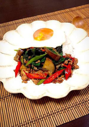 ナスとひき肉のガパオライス-レシピのメイン写真